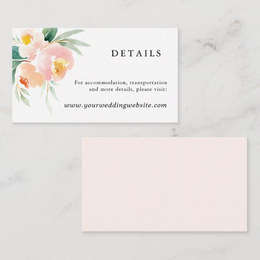 Peachy Peonies Wedding Details Website Insert Kaar Informatiekaartje (Voorkant / Achterkant)