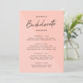 Peachy Pink | Bachelorette Weekend Itiniary Kaart (Staand voorkant)