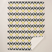 Peachy Pink, Black, Gold en White Chevron Pattern Sherpa Deken (Voorkant)