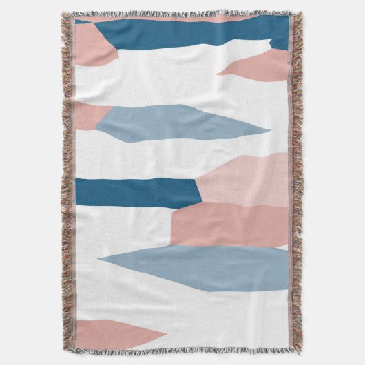 Peachy Pink Blue en White Abstract Deken (Voorkant Verticaal)