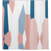 Peachy Pink Blue en White Abstract Douchegordijn (Voorkant)