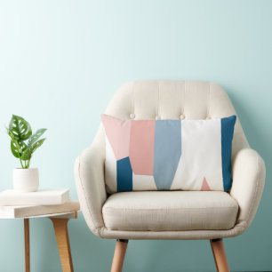 Peachy Pink Blue en White Abstract Kussen