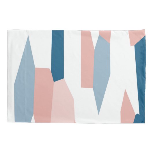 Peachy Pink Blue en White Abstract Kussensloop (Achterkant)