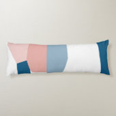 Peachy Pink Blue en White Abstract Lichaamskussen (Achterkant)