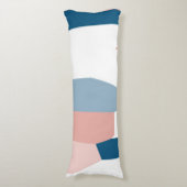 Peachy Pink Blue en White Abstract Lichaamskussen (Voorkant Verticaal)