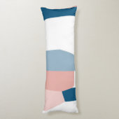 Peachy Pink Blue en White Abstract Lichaamskussen (Achterkant (Verticaal))