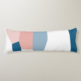 Peachy Pink Blue en White Abstract Lichaamskussen