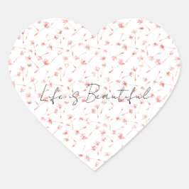 Peachy Pink Blush Floral Glitzy Glitter Hart Sticker