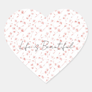 Peachy Pink Blush Floral Glitzy Glitter Hart Sticker