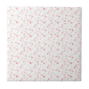 Peachy Pink Blush Floral Glitzy Glitter Tegeltje