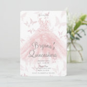 Peachy Pink Butterfly Dance Quinceañera Kaart (Staand voorkant)