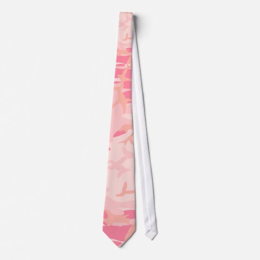Peachy Pink Camo Silky Mannen Stropdas (Voorkant)