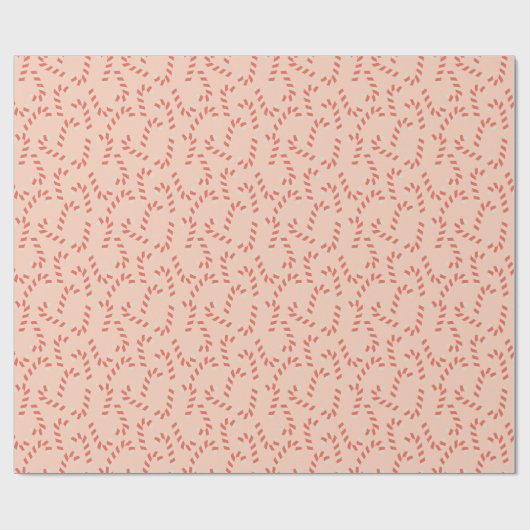 Peachy Pink Christmas Candy Canes Cadeaupapier (Vlak)