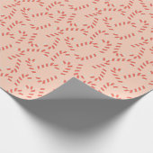 Peachy Pink Christmas Candy Canes Cadeaupapier (Hoek)