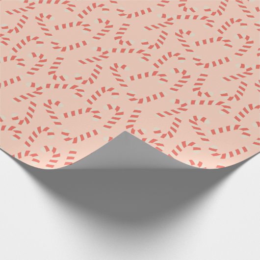 Peachy Pink Christmas Candy Canes Cadeaupapier (Hoek)