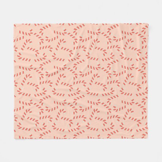 Peachy Pink Christmas Candy Canes Fleece Deken (Voorkant (Horizontaal))
