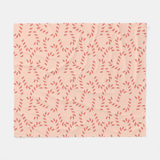 Peachy Pink Christmas Candy Canes Fleece Deken (Voorkant (Horizontaal))