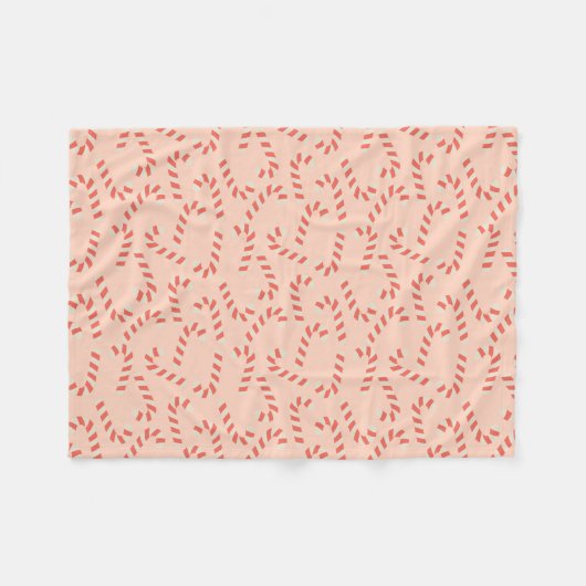 Peachy Pink Christmas Candy Canes Fleece Deken (Voorkant (Horizontaal))