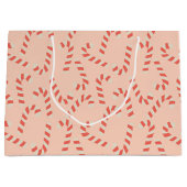 Peachy Pink Christmas Candy Canes Groot Cadeauzakje (Voorkant)