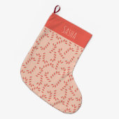 Peachy Pink Christmas Candy Canes Grote Kerstsok (Voorkant (Hangend))