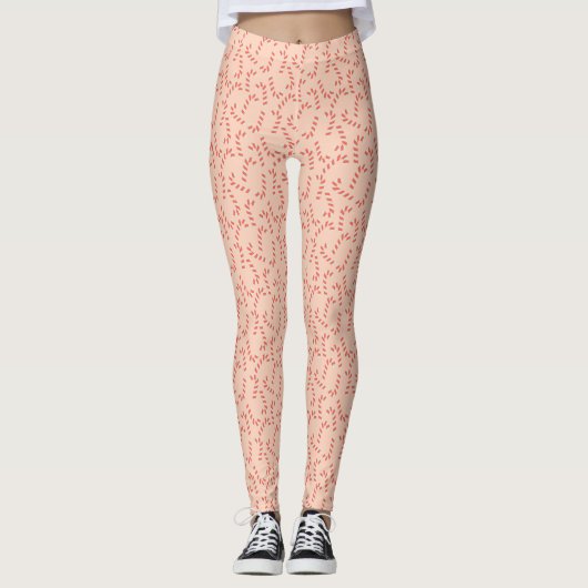 Peachy Pink Christmas Candy Canes Leggings (Voorkant)
