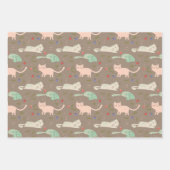 Peachy Pink Christmas Candy Canes Meowy Inpakpapier Vel (Voorkant 2)