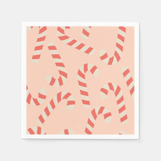 Peachy Pink Christmas Candy Canes Servet (Voorkant)