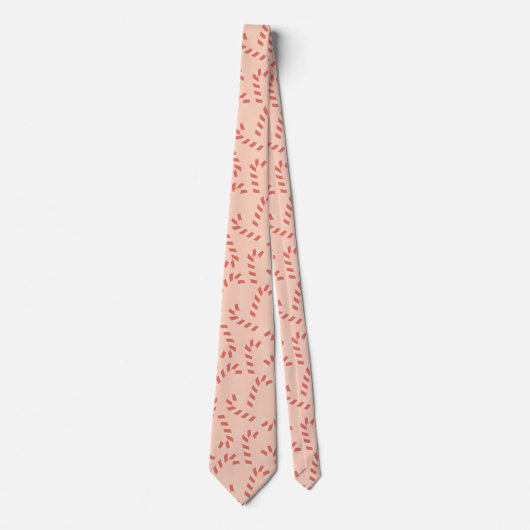 Peachy Pink Christmas Candy Canes Stropdas (Voorkant)