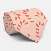 Peachy Pink Christmas Candy Canes Stropdas (Opgerold)