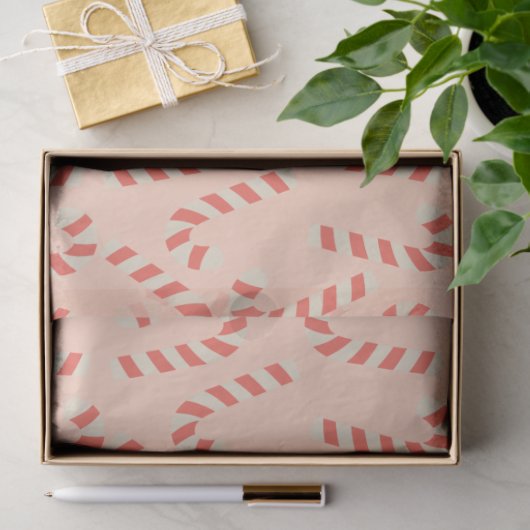 Peachy Pink Christmas Candy Canes Tissuepapier (Geschenk)