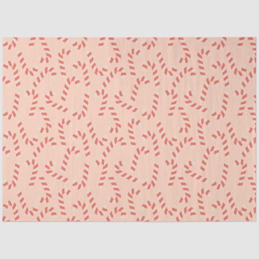 Peachy Pink Christmas Candy Canes Tissuepapier (Voorkant)