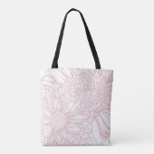 Peachy Pink Chrysanthemums Line Drawing with Name Tote Bag (Achterkant)