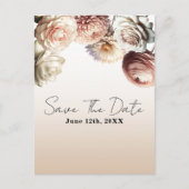 Peachy Pink Creamy White Flowers Sla de datum op Aankondigingskaart (Voorkant)