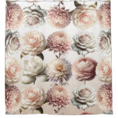 Peachy Pink Creamy Witte Bloemen Bloemen Bloemen Douchegordijn (Voorkant)