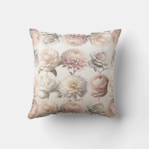 Peachy Pink Creamy Witte Bloemen Bloemen Bloemen Kussen