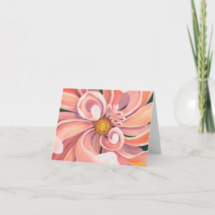 Peachy Pink Dahlia - Blank Wenskaart Bedankkaart