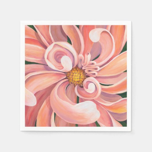 Peachy Pink Dahlia - Papieren partyservetten Servet (Voorkant)