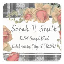 Peachy Pink en Grey Plaid Retouradres