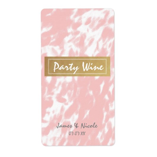 Peachy Pink & Faux Gold Chic Wine Labels (Voorkant)