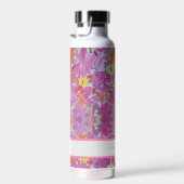 Peachy Pink Floral Custom Water Bottle Waterfles (Rechts)