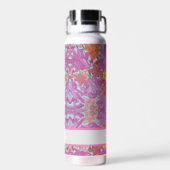 Peachy Pink Floral Custom Water Bottle Waterfles (Achterkant)