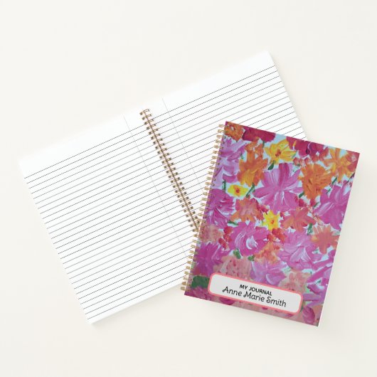 Peachy Pink Floral gepersonaliseerd notitieboek (Binnen)