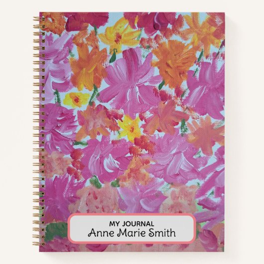 Peachy Pink Floral gepersonaliseerd notitieboek (Voorkant)