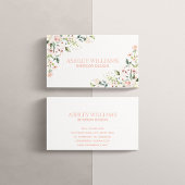 Peachy Pink Floral Waterverf Elegant Visitekaartje