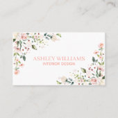 Peachy Pink Floral Waterverf Elegant Visitekaartje (Voorkant)