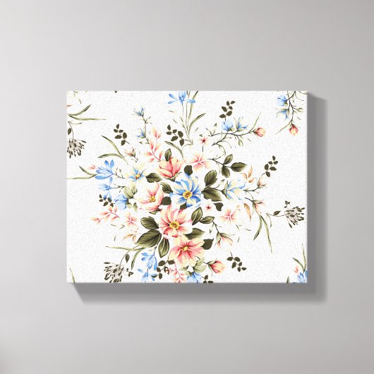 Peachy Pink Flower Bouquet Print | Canvas Print (Voorkant)