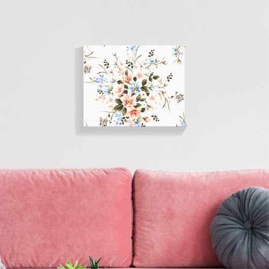 Peachy Pink Flower Bouquet Print | Canvas Print (Insitu (Woonkamer))