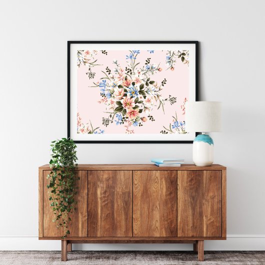 Peachy Pink Flower Bouquet Print | Canvas Print