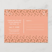 Peachy Pink & Gold Confetti Save The Date Briefkaa Aankondigingskaart (Achterkant)