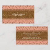 Peachy Pink & Gold Confetti Stip Visitekaartje (Voorkant / Achterkant)